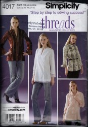 4017 SIMPLICITY EMBELLISHED 3/4 SLEEVE TUNIC TOPS PATTERB 6-14; 14-22 UNCUT CHOICE